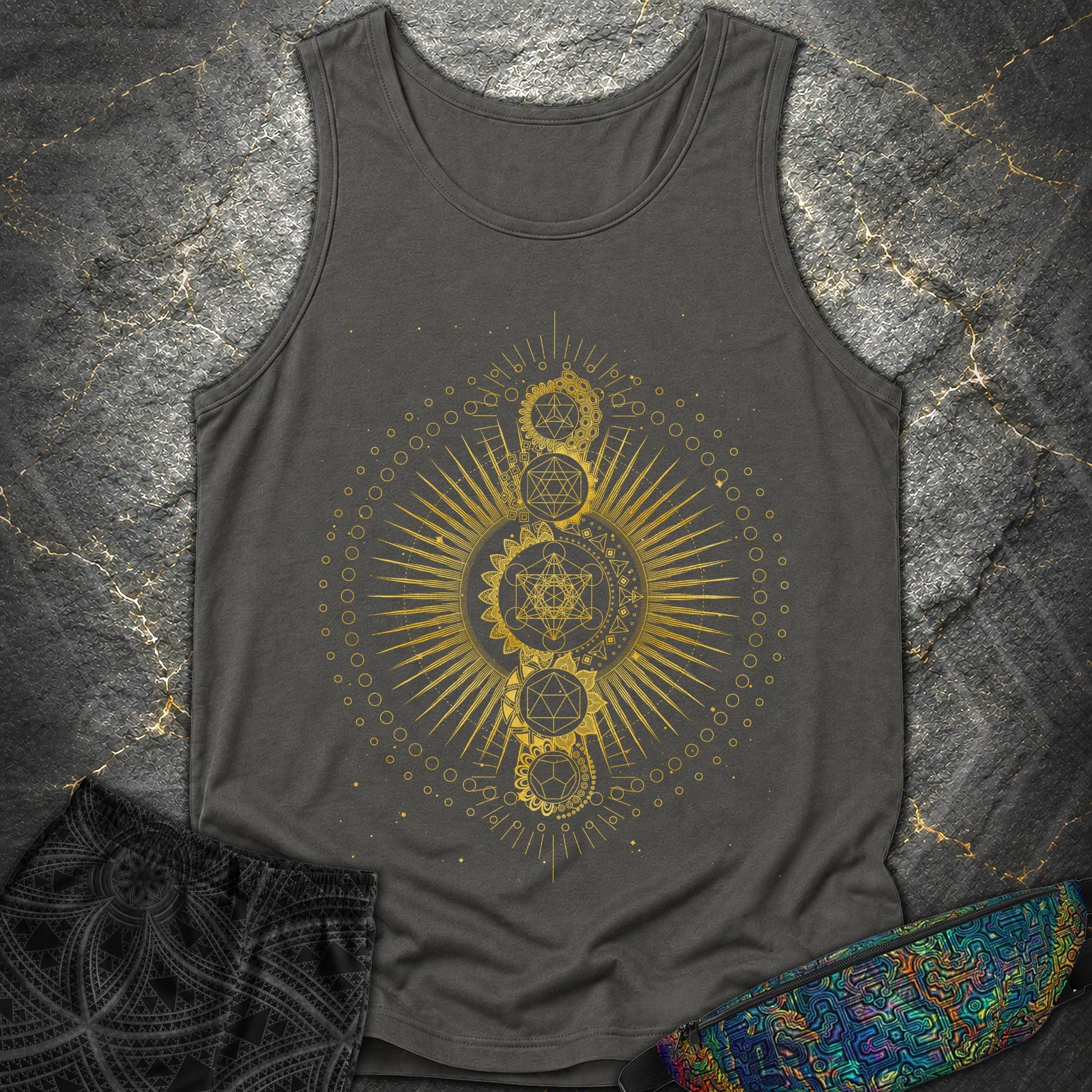Sacred Geometry Radiating Mandala - Sacred Geometry Radiating Mandala Comfort Tank Top - Pepper