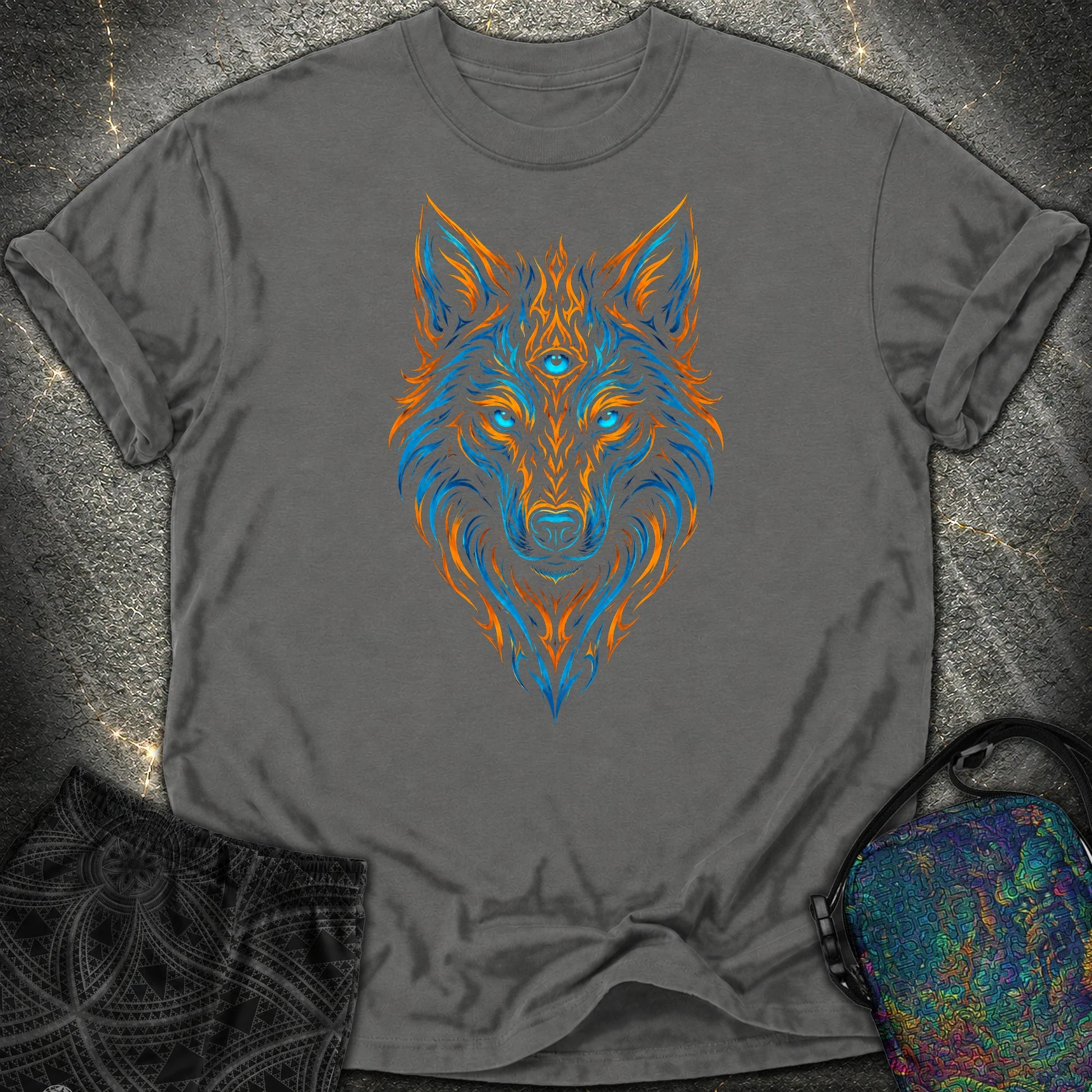 Mystic Tribal Wolf Comfort T-Shirt - Mystic Tribal Wolf Comfort T-Shirt - Pepper