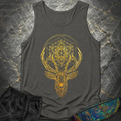 Metatron's Cube Deer T-Shirt - Metatron's Cube Deer Comfort Tank Top - Pepper