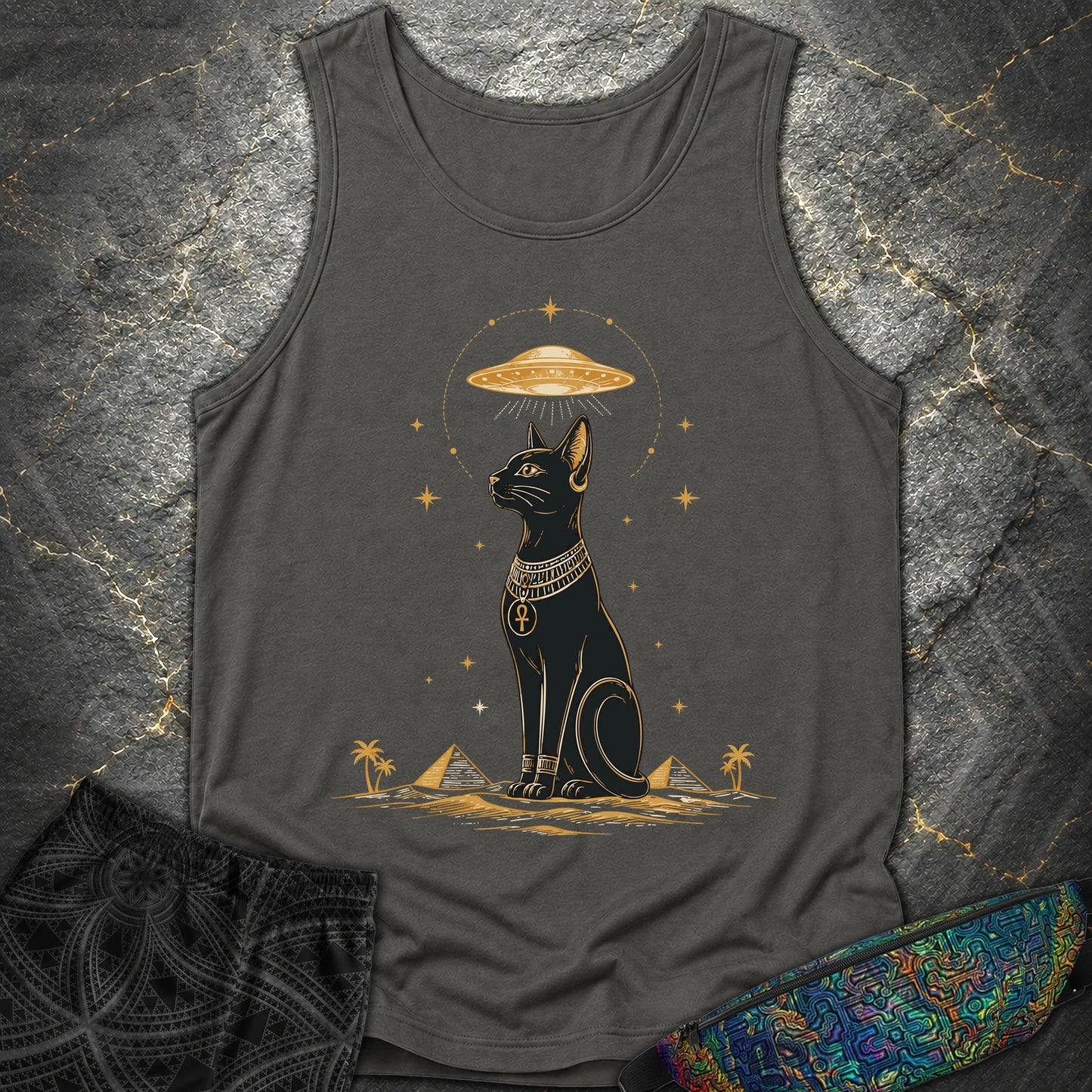 Celestial Cat Beneath the Starship - Celestial Cat Beneath the Starship Comfort Tank Top - Pepper