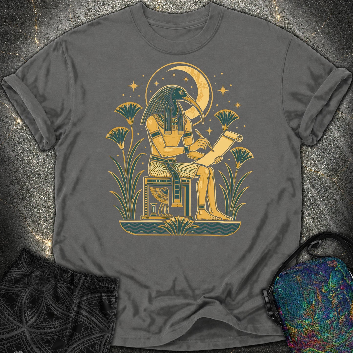 Moonlit Ibis Scribe - Moonlit Ibis Scribe Comfort T-Shirt - Pepper