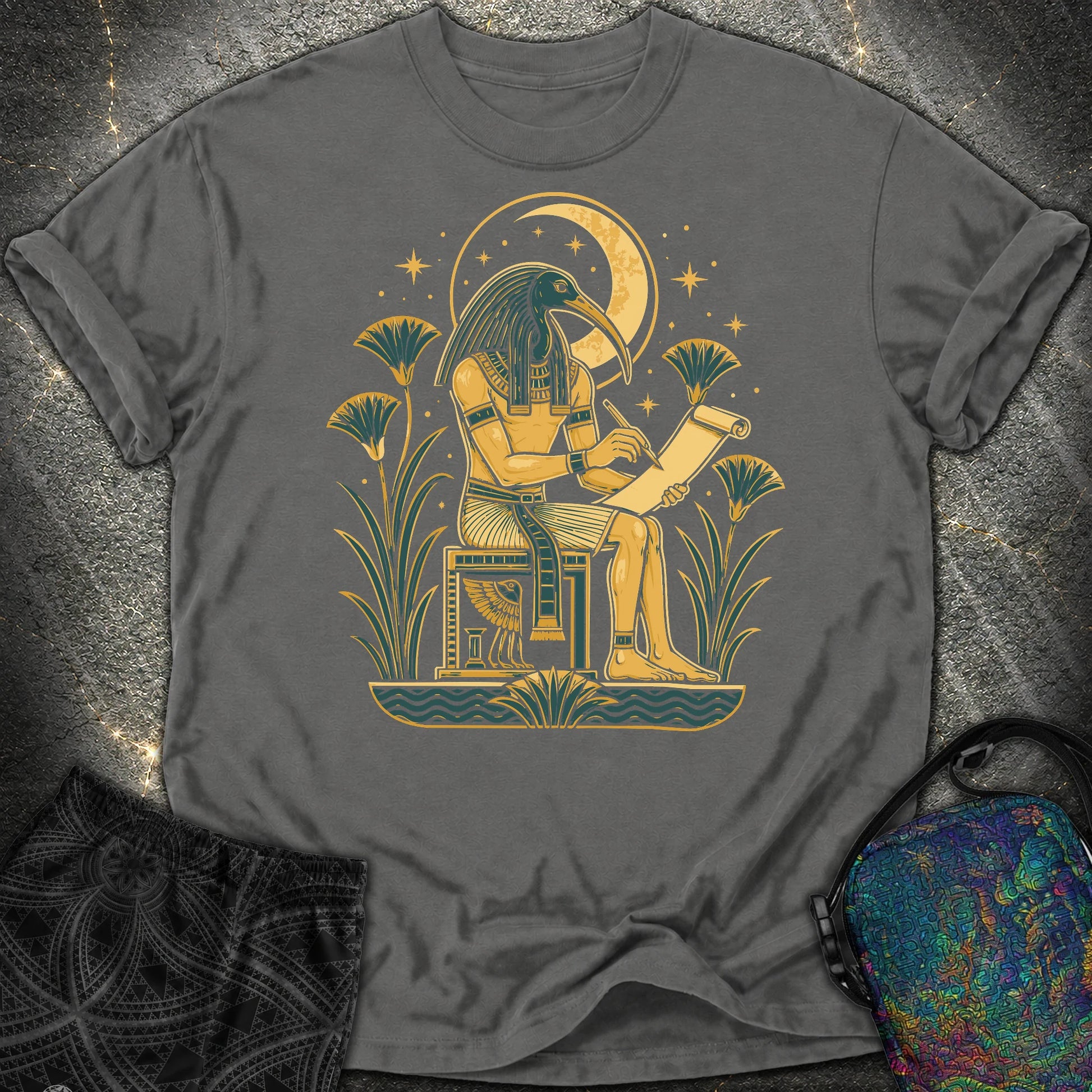 Moonlit Ibis Scribe - Moonlit Ibis Scribe Comfort T-Shirt - Pepper