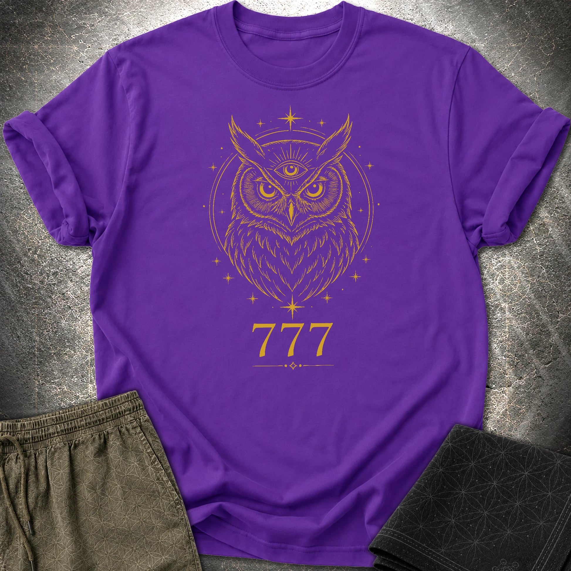 777 Mystic Owl T-Shirt - 777 Mystic Owl T-Shirt - Purple