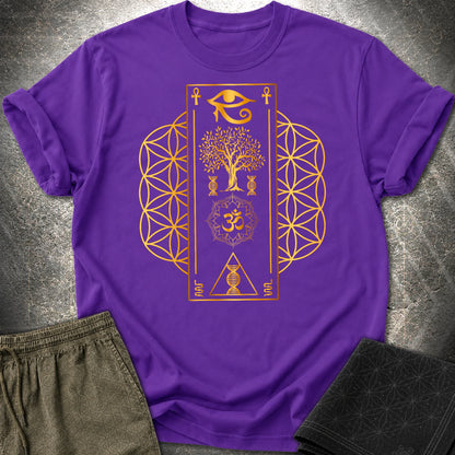 Flower Of Life Horus Egypt T-Shirt - Flower Of Life Horus Egypt T-Shirt - Purple