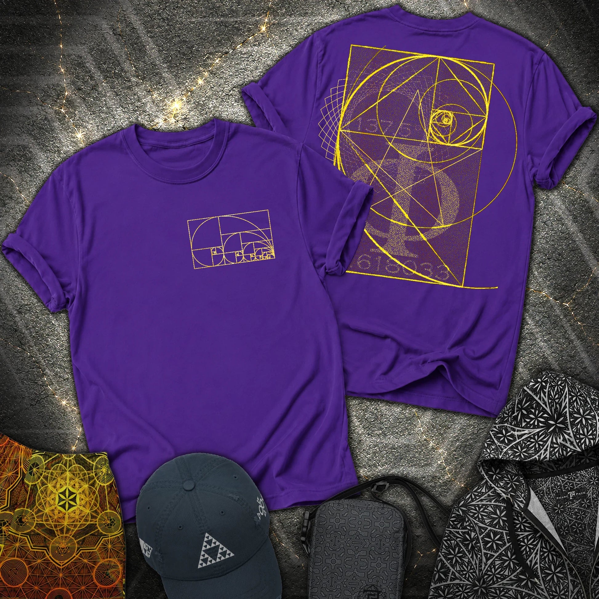Golden Ratio Spirals 2 Sided T-Shirt - Golden Ratio Spirals 2 Sided T-Shirt - Purple