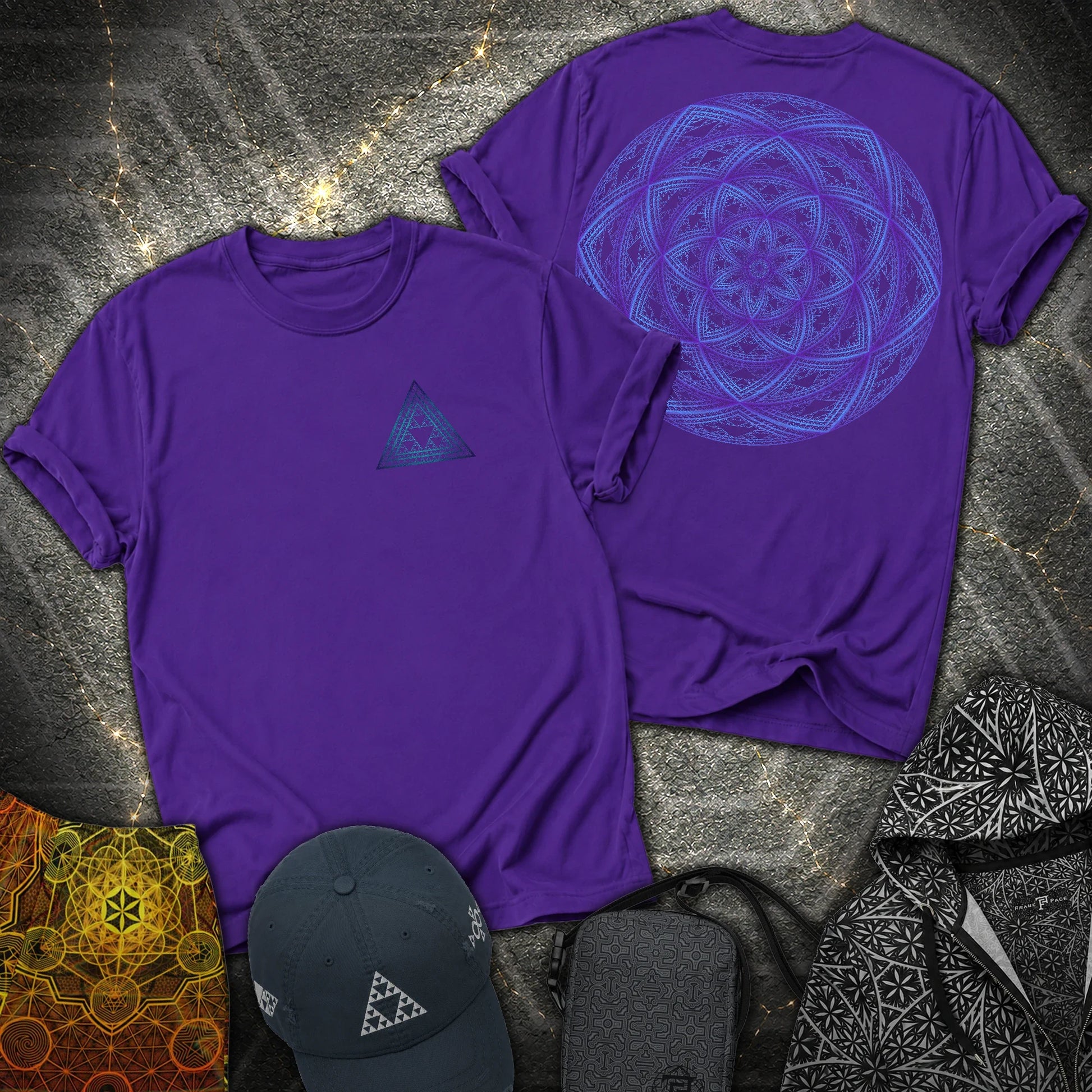 Sierpinski Seed Of Life 2 Sided T-Shirt - Sierpinski Seed Of Life 2 Sided T-Shirt - Purple