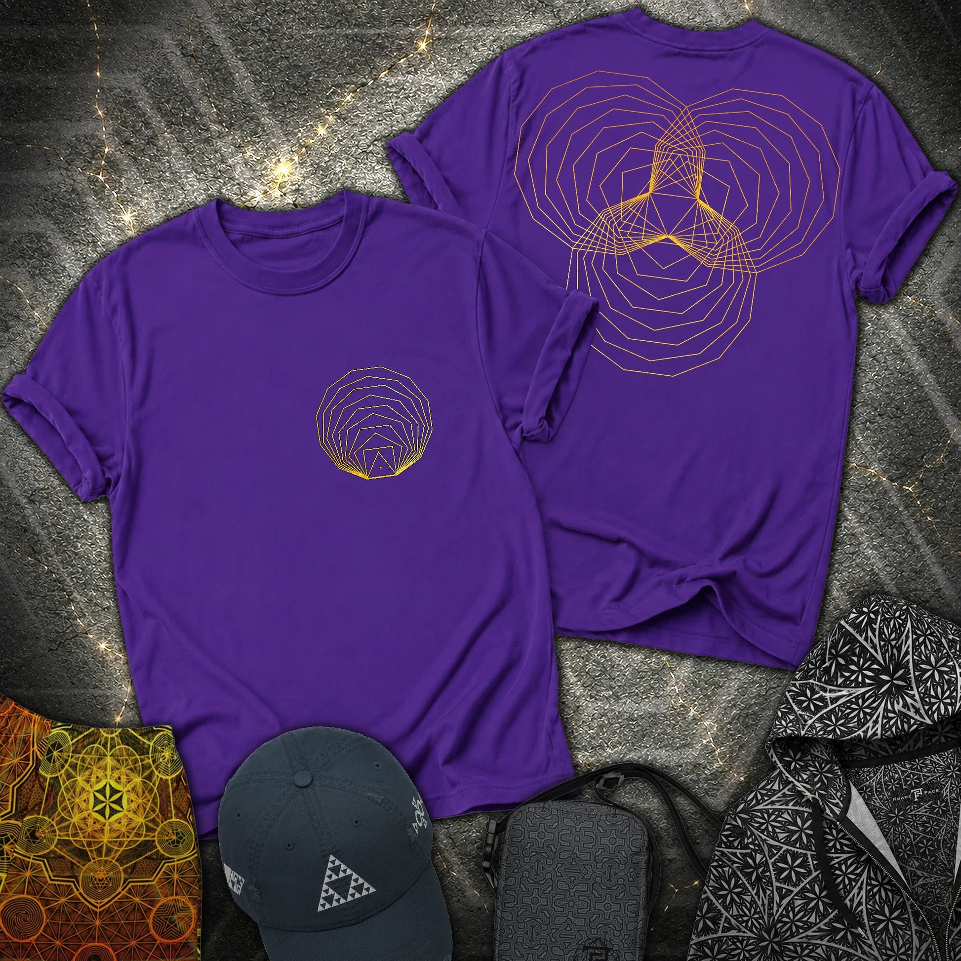 Regular Polygons Triskel 2 Sided T-Shirt - Regular Polygons Triskel 2 Sided T-Shirt - Purple