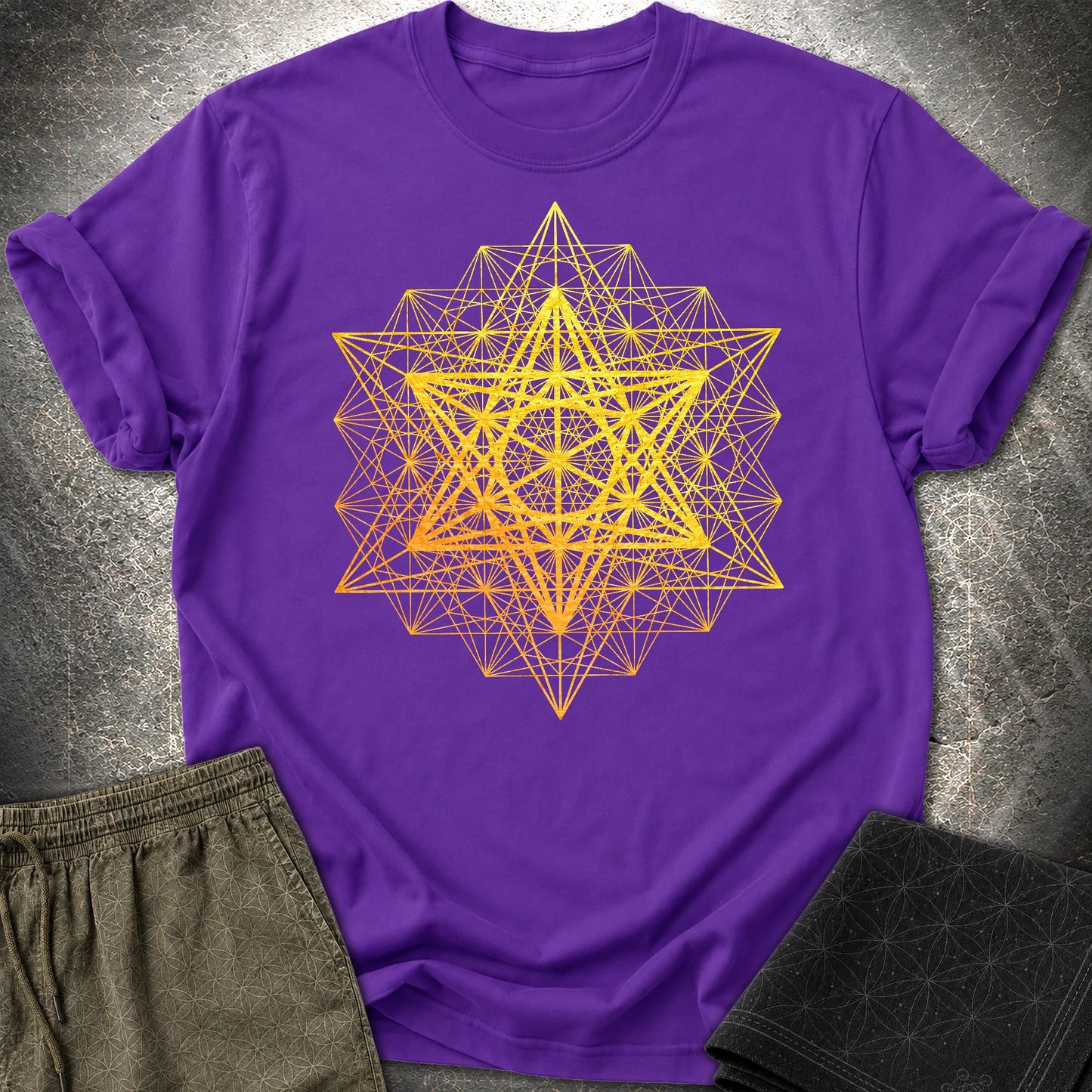 Metatron's Cube Grid T-Shirt - Metatron's Cube Grid T-Shirt - Purple