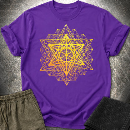 Metatron's Cube Grid T-Shirt - Metatron's Cube Grid T-Shirt - Purple