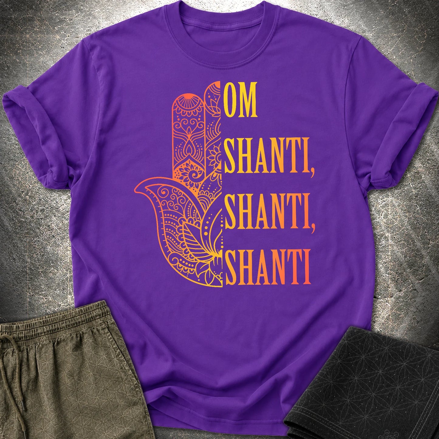 Hamsa Om Shanti T-Shirt - Hamsa Om Shanti T-Shirt - Purple