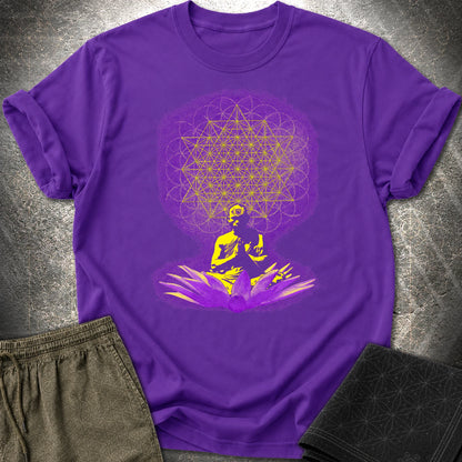 Meditating Monk Tetrahedron T-Shirt - Meditating Monk Tetrahedron T-Shirt - Purple
