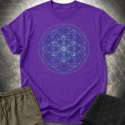 Sacred Flower Grids T-Shirt - Sacred Flower Grids T-Shirt - Purple
