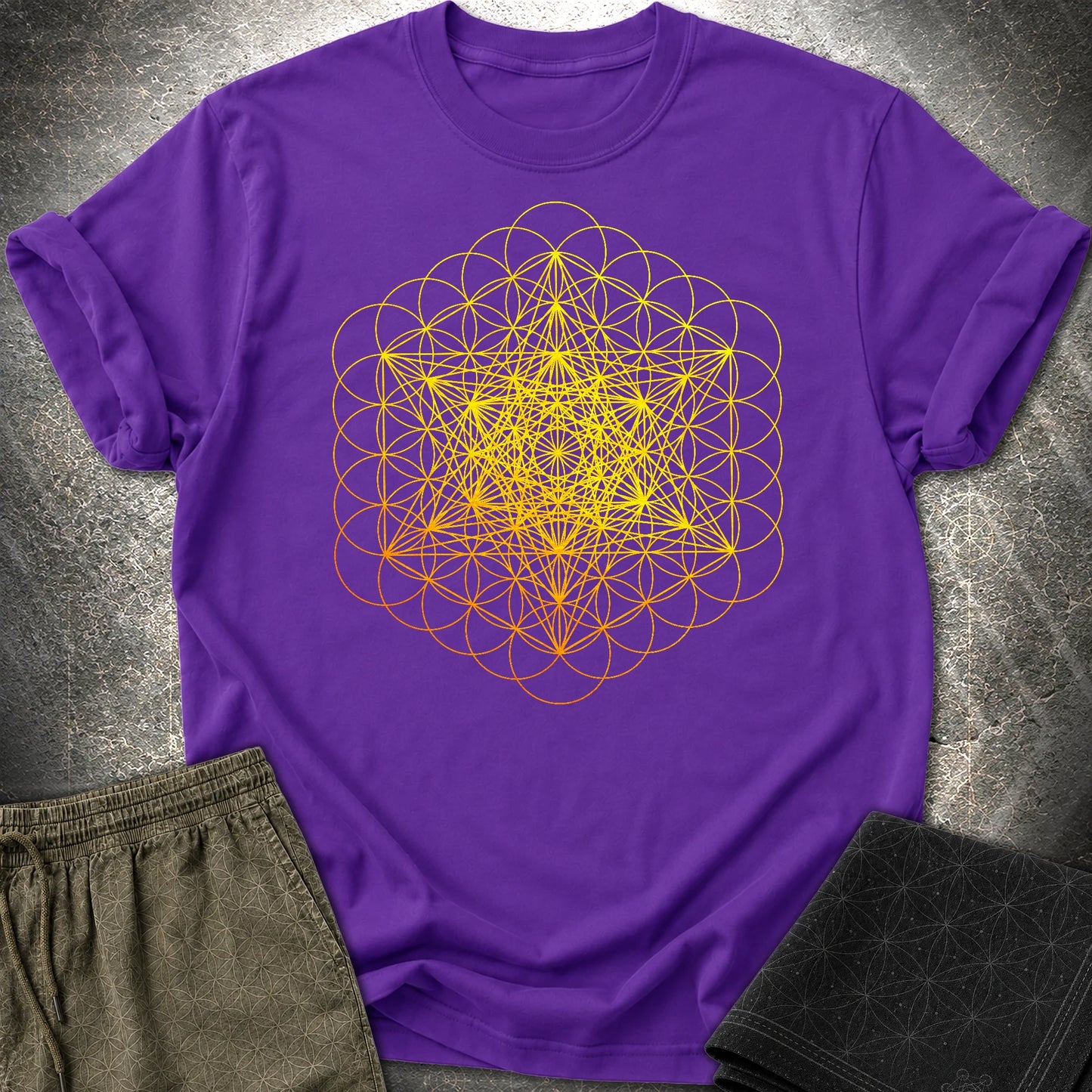 Metatron's Cube on Flower Of Life T-Shirt - Metatron's Cube on Flower Of Life T-Shirt - Purple