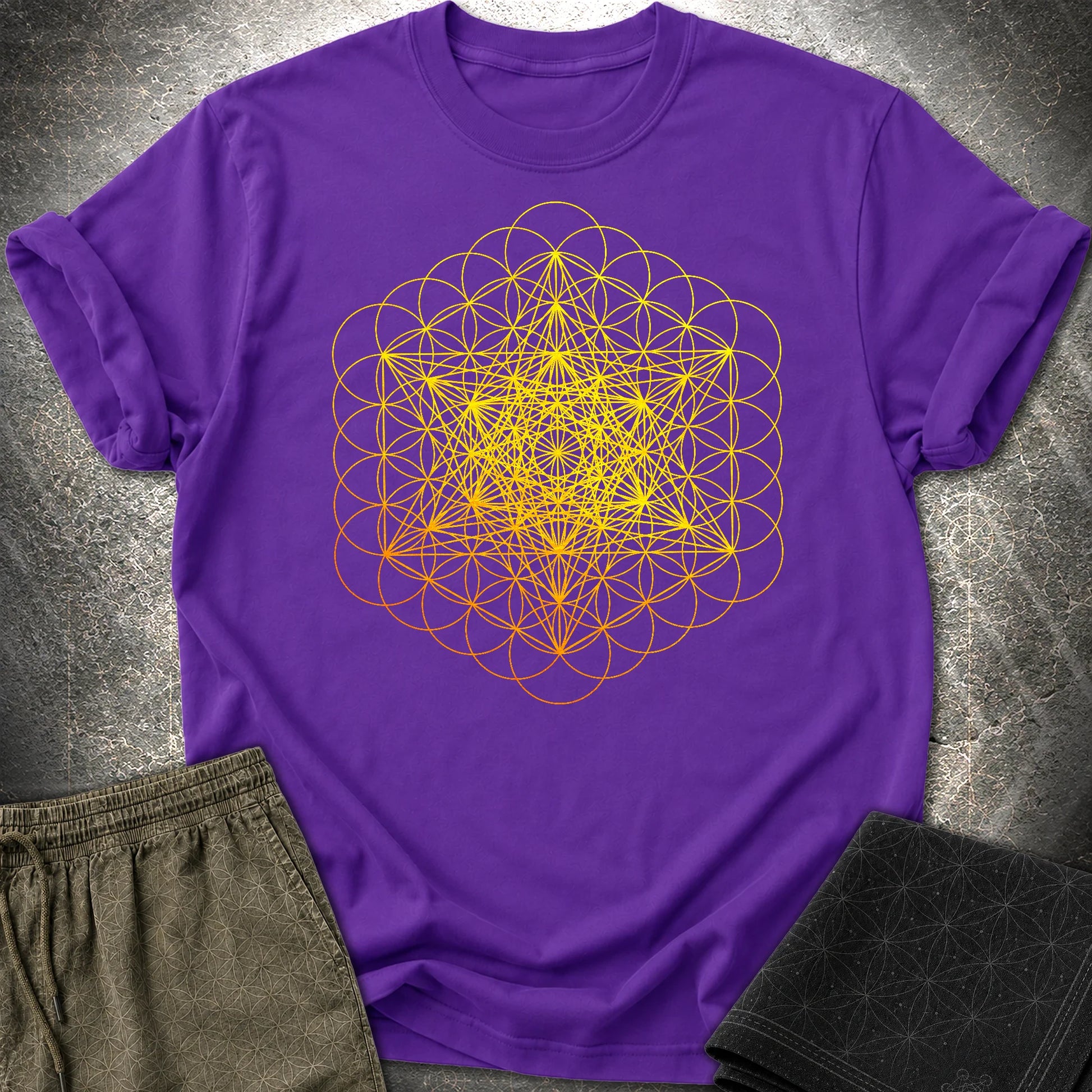 Metatron's Cube on Flower Of Life T-Shirt - Metatron's Cube on Flower Of Life T-Shirt - Purple