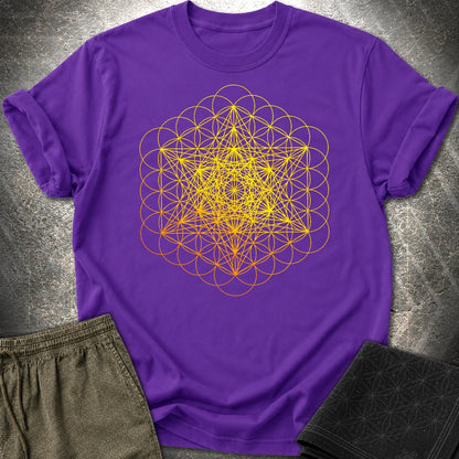 Metatron's Cube on Flower Of Life T-Shirt - Metatron's Cube on Flower Of Life T-Shirt - Purple