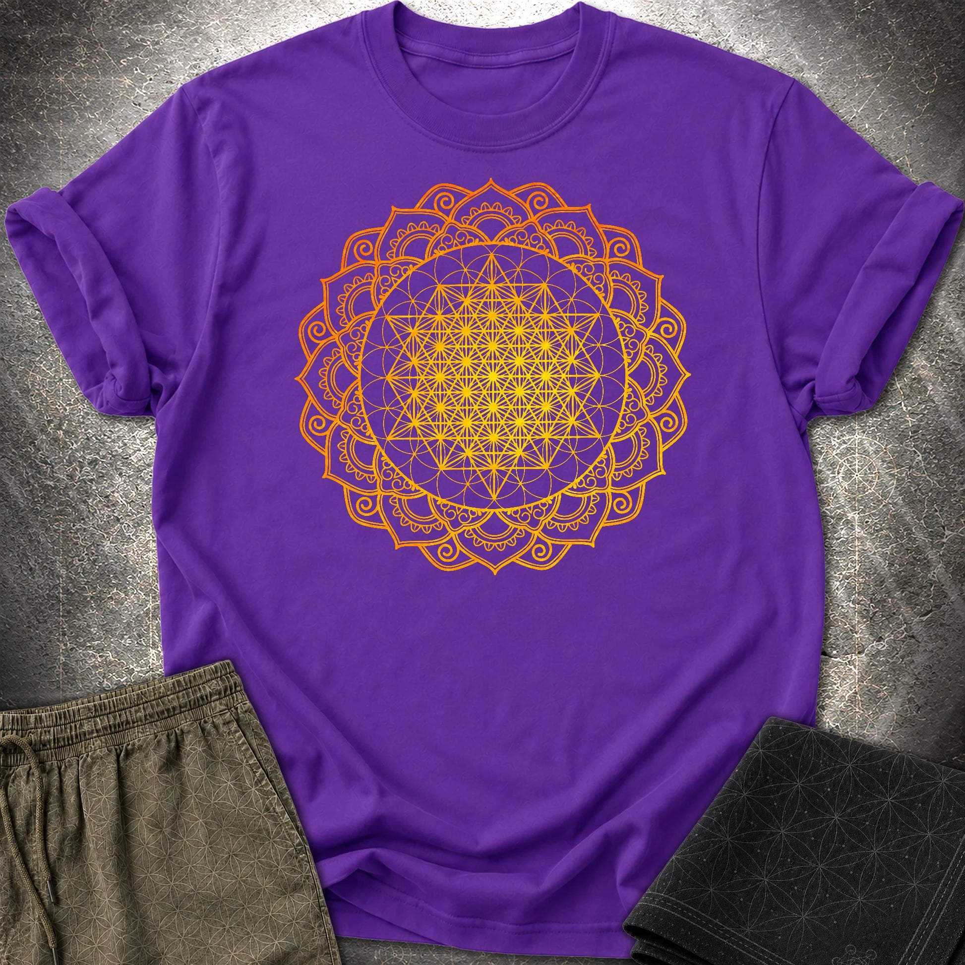 Tetrahedron Mandala T-Shirt - Tetrahedron Mandala T-Shirt - Purple