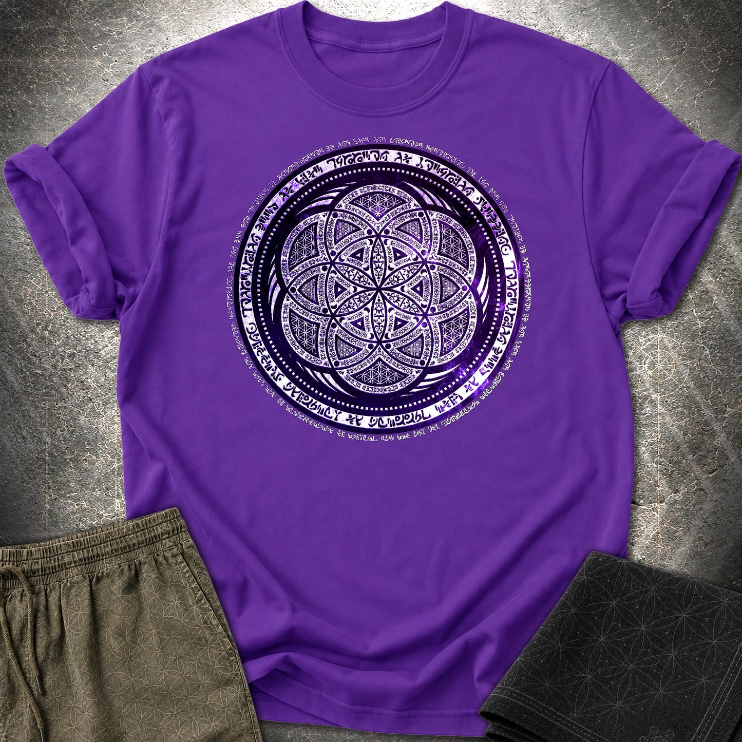 Seed Of Life Tribal Sacred Geometry T-Shirt - Seed Of Life Tribal Sacred Geometry T-Shirt - Purple