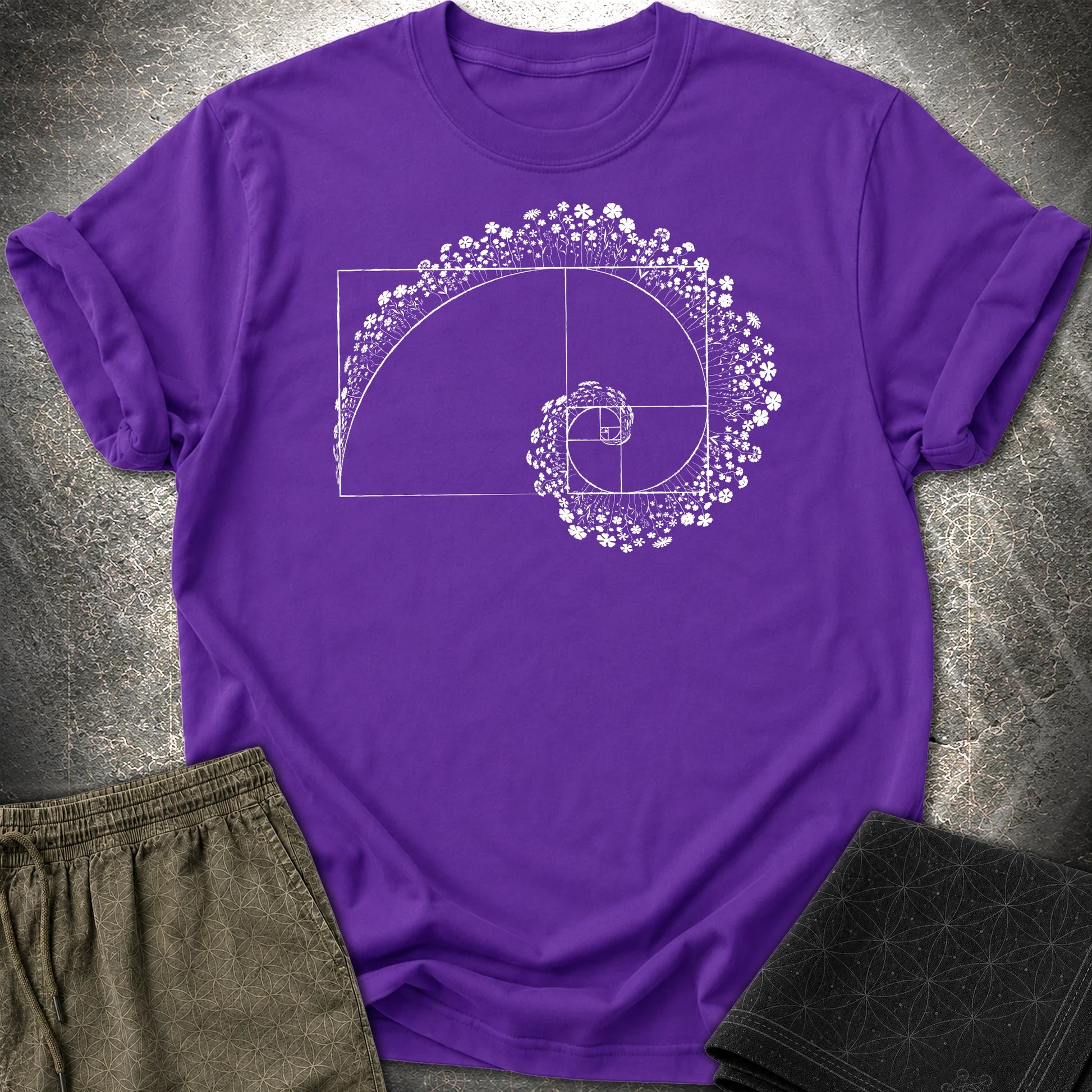 Golden Ratio Flower Spiral T-Shirt - Golden Ratio Flower Spiral T-Shirt - Purple