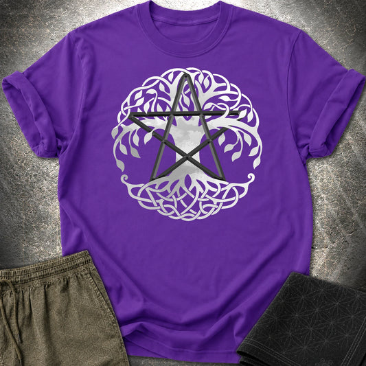 Pagan Celtic Tree Wicca T-Shirt - Pagan Celtic Tree Wicca T-Shirt - Purple
