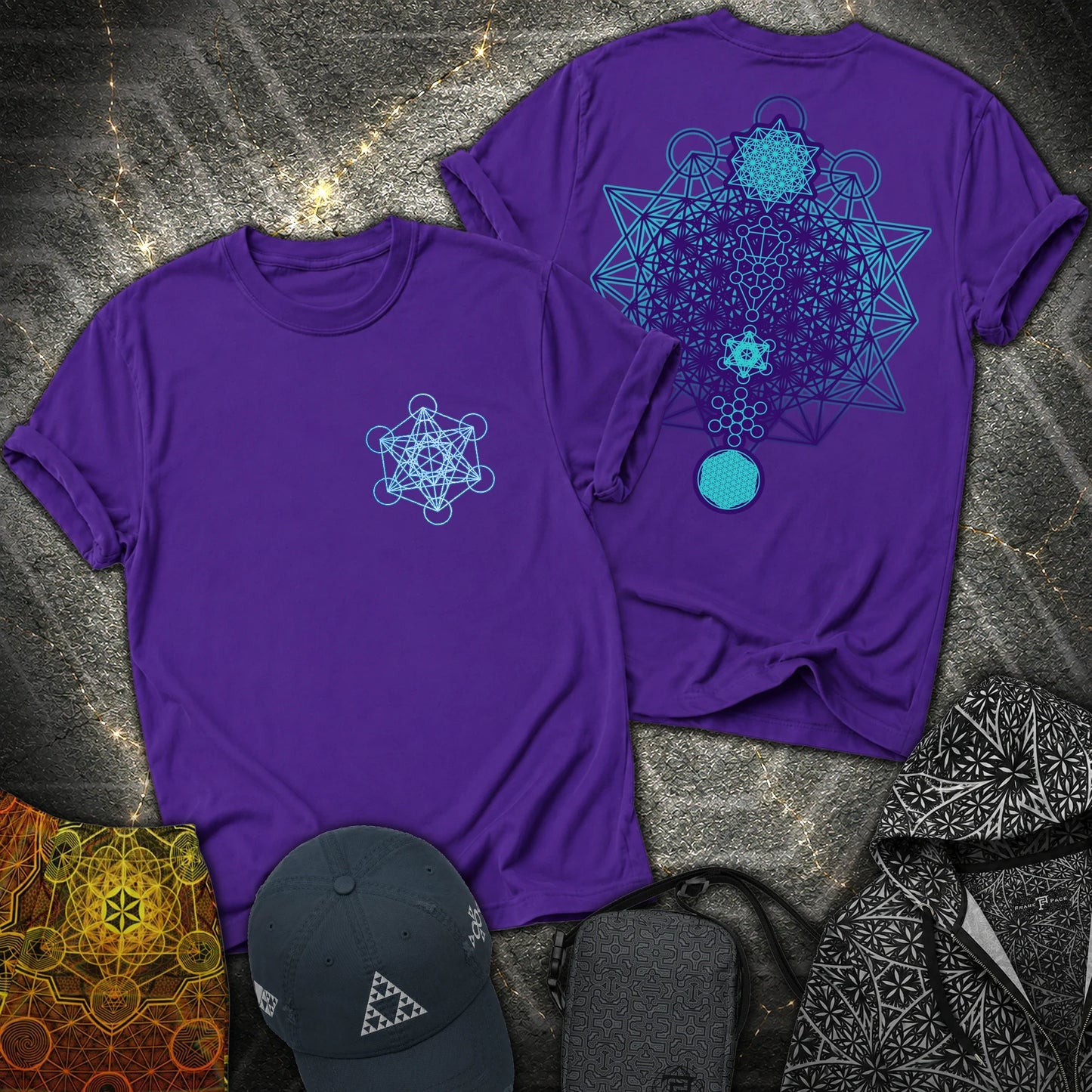 All The Sacred Geometry Metatron 2 Sided T-Shirt - All The Sacred Geometry Metatron 2 Sided T-Shirt - Purple