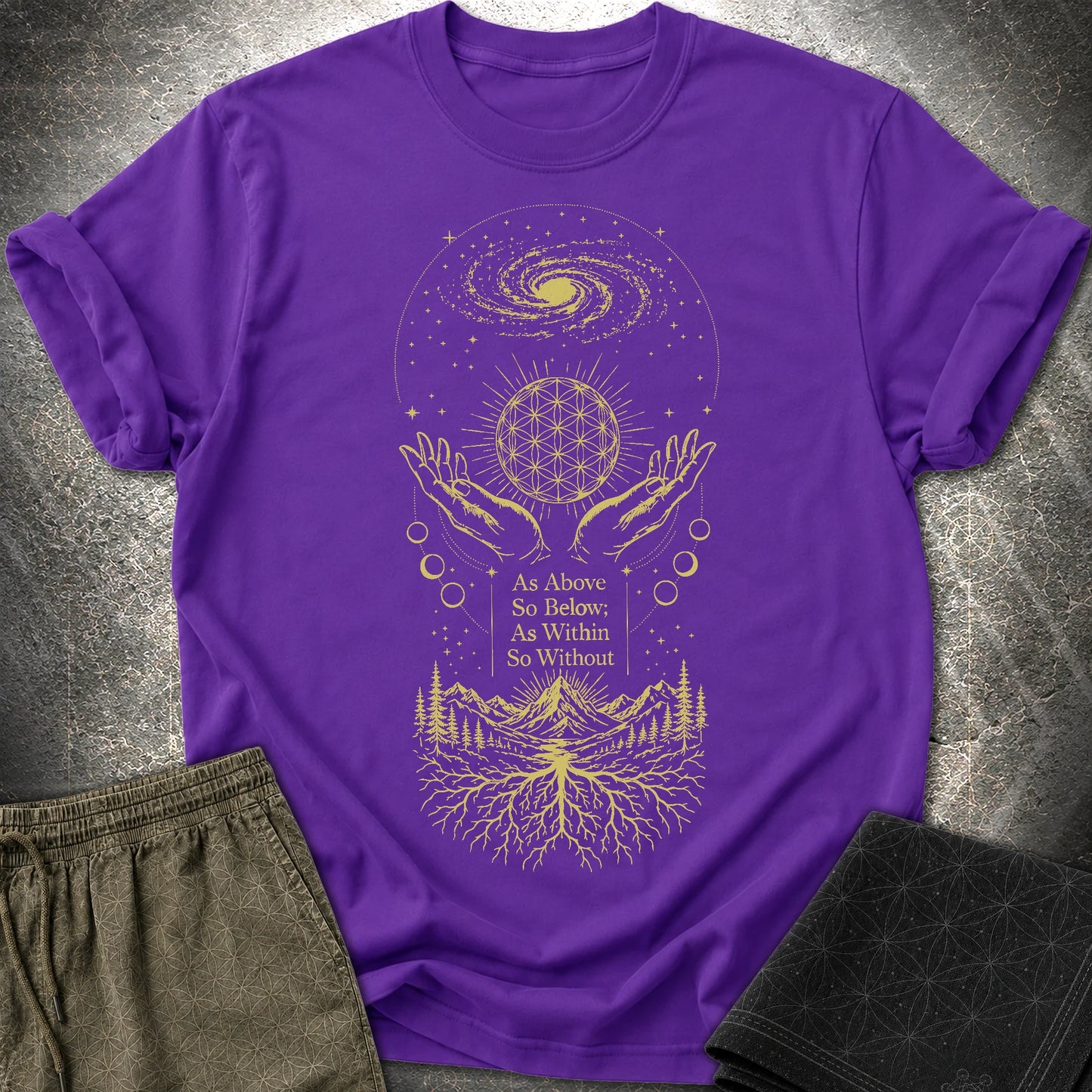 As Above So Below Flower Of Life - As Above So Below Flower Of Life T-Shirt - Purple