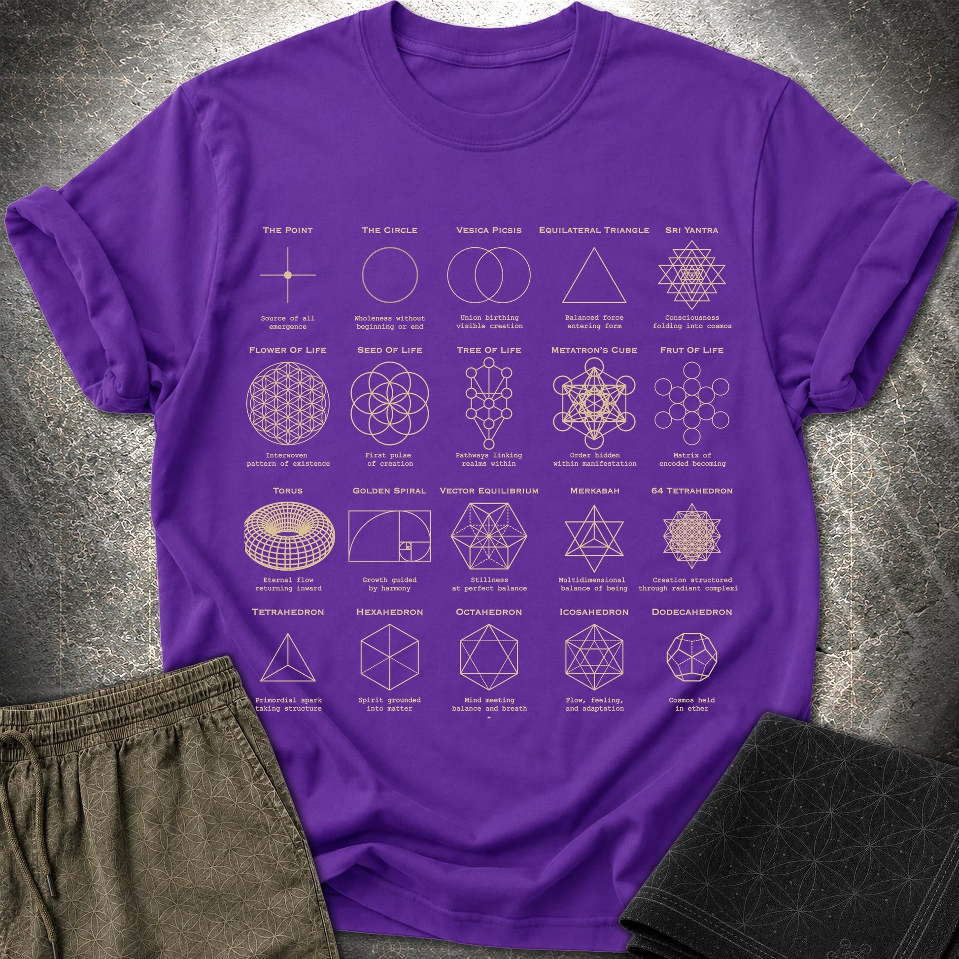 Sacred Geometry Figures Comfort T-Shirt - Sacred Geometry Figures T-Shirt - Purple