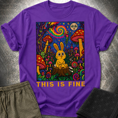 This Is Fine Rabbit T-Shirt - This Is Fine Rabbit T-Shirt - Purple