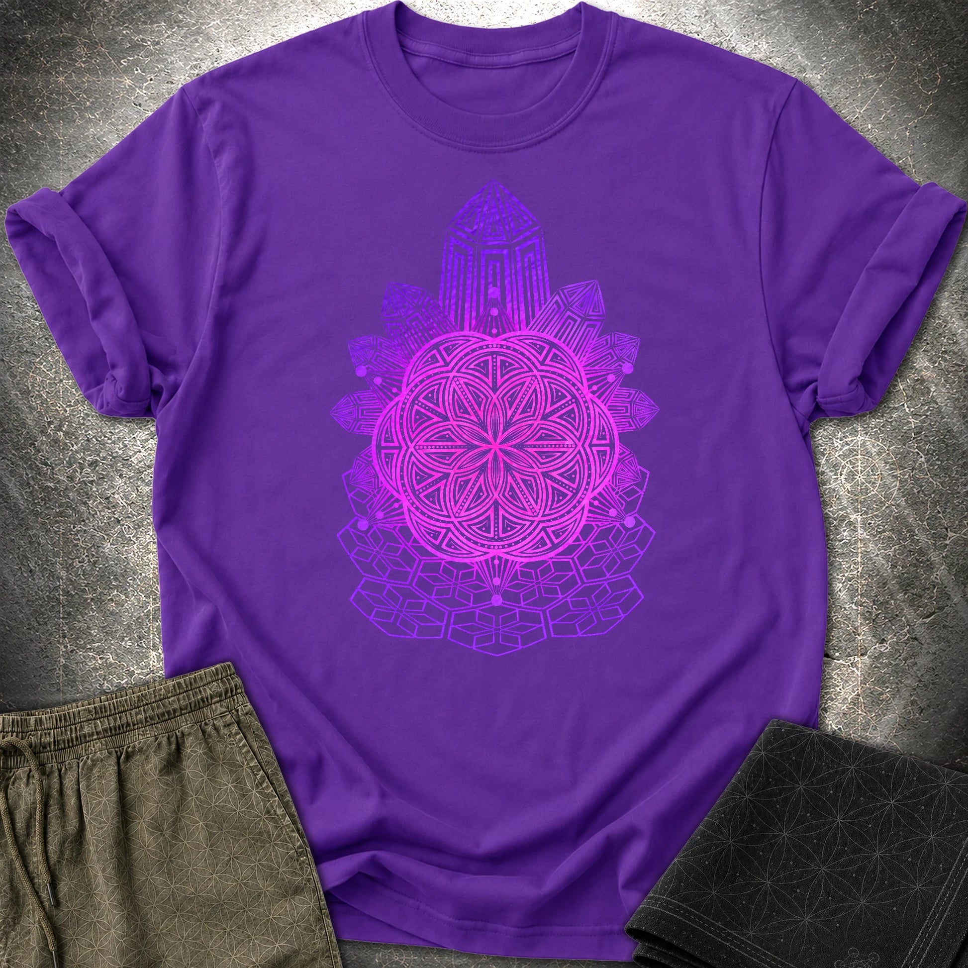 Crystal Seed Sacred Geometry T-Shirt - Crystal Seed Sacred Geometry T-Shirt - Purple