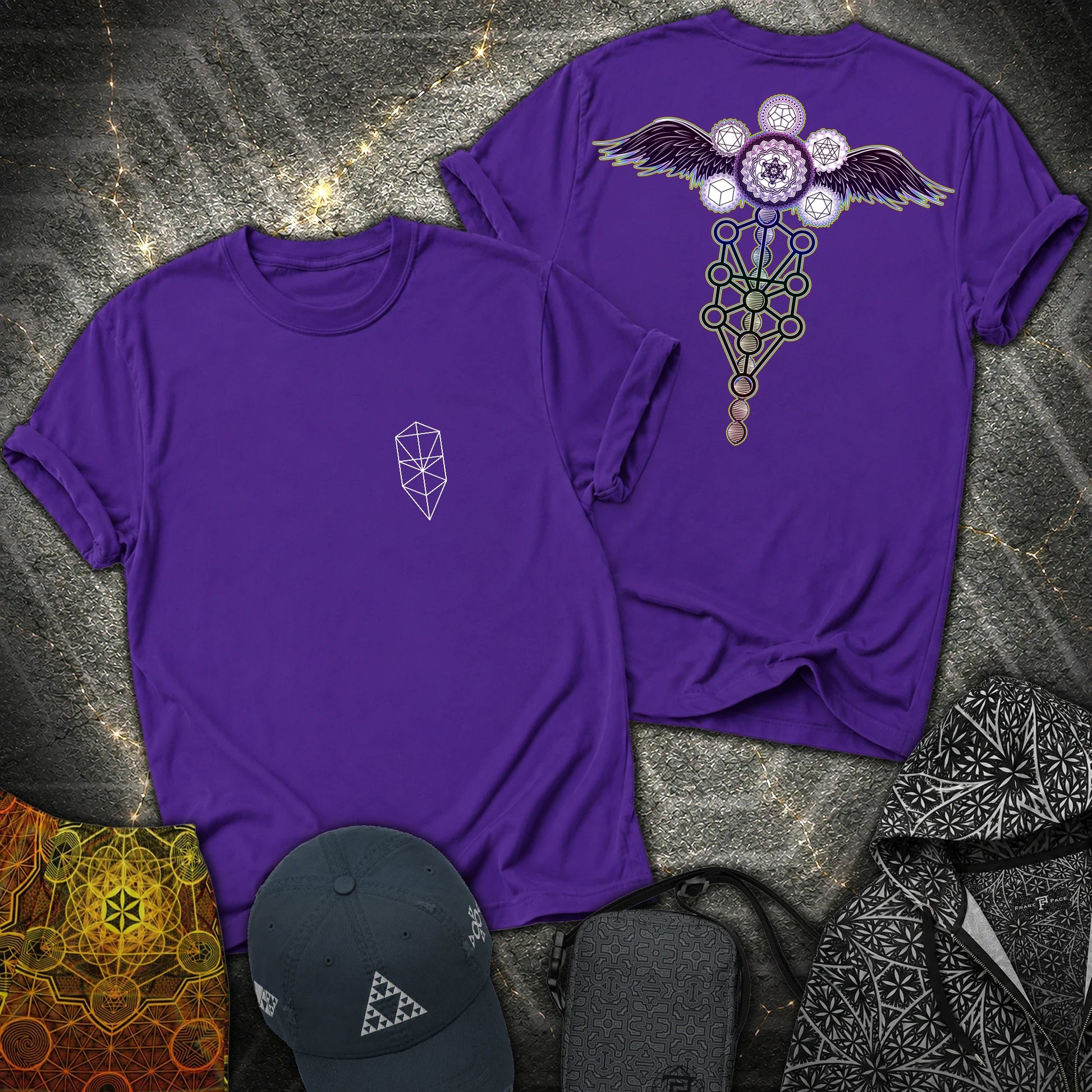 Winged Metatron Ascension 2 Sided T-Shirt - Winged Metatron Ascension 2 Sided T-Shirt - Purple