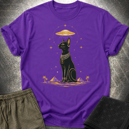Celestial Cat Beneath the Starship - Celestial Cat Beneath the Starship T-Shirt - Purple