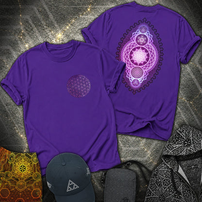 Fractal Sacred Geometry 2 Sided T-Shirt - Fractal Sacred Geometry 2 Sided T-Shirt - Purple