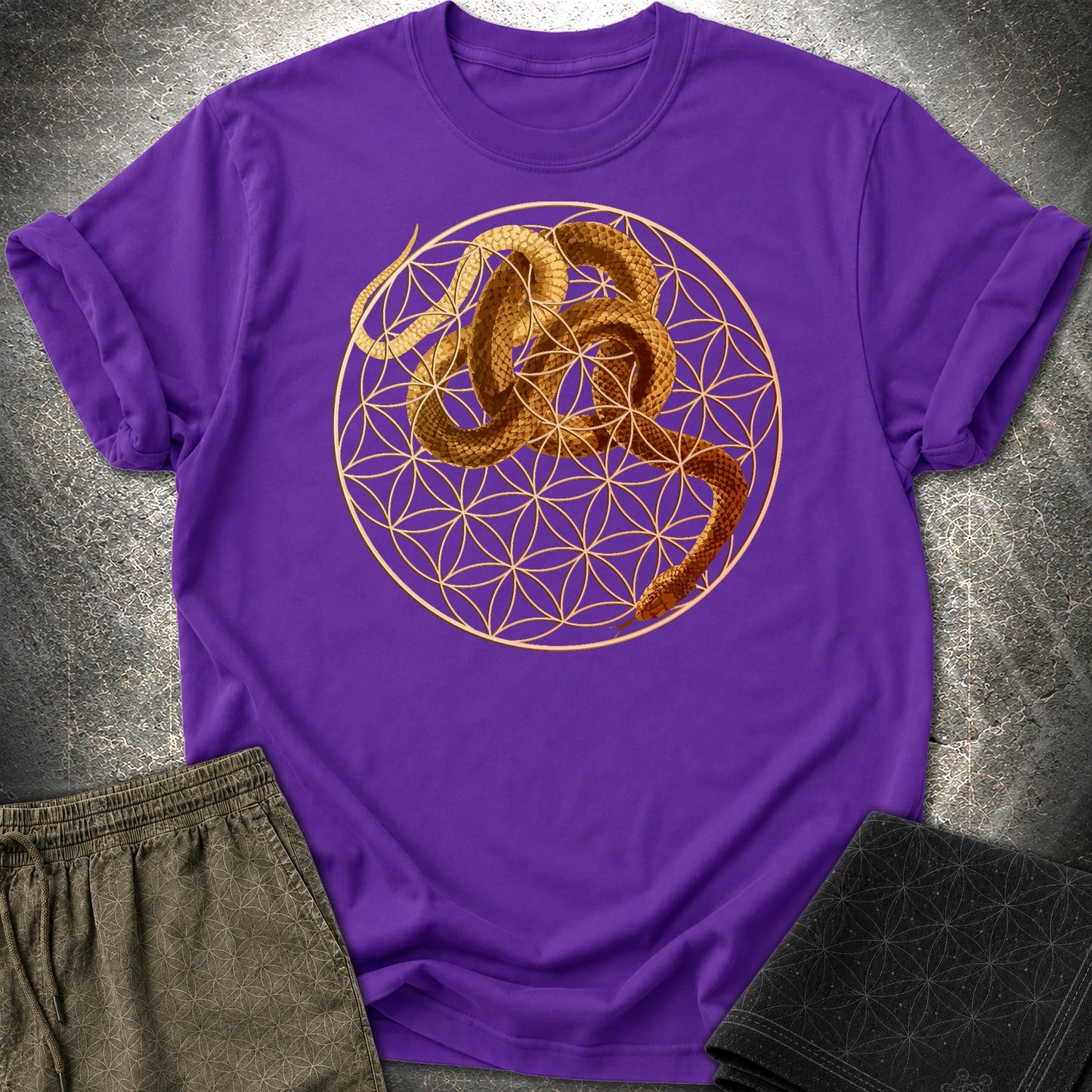 Flower Of Life Snake T-Shirt - Flower Of Life Snake T-Shirt - Purple