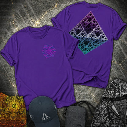3D Sierpinski Fractal 2 Sided T-Shirt - 3D Sierpinski Fractal 2 Sided T-Shirt - Purple