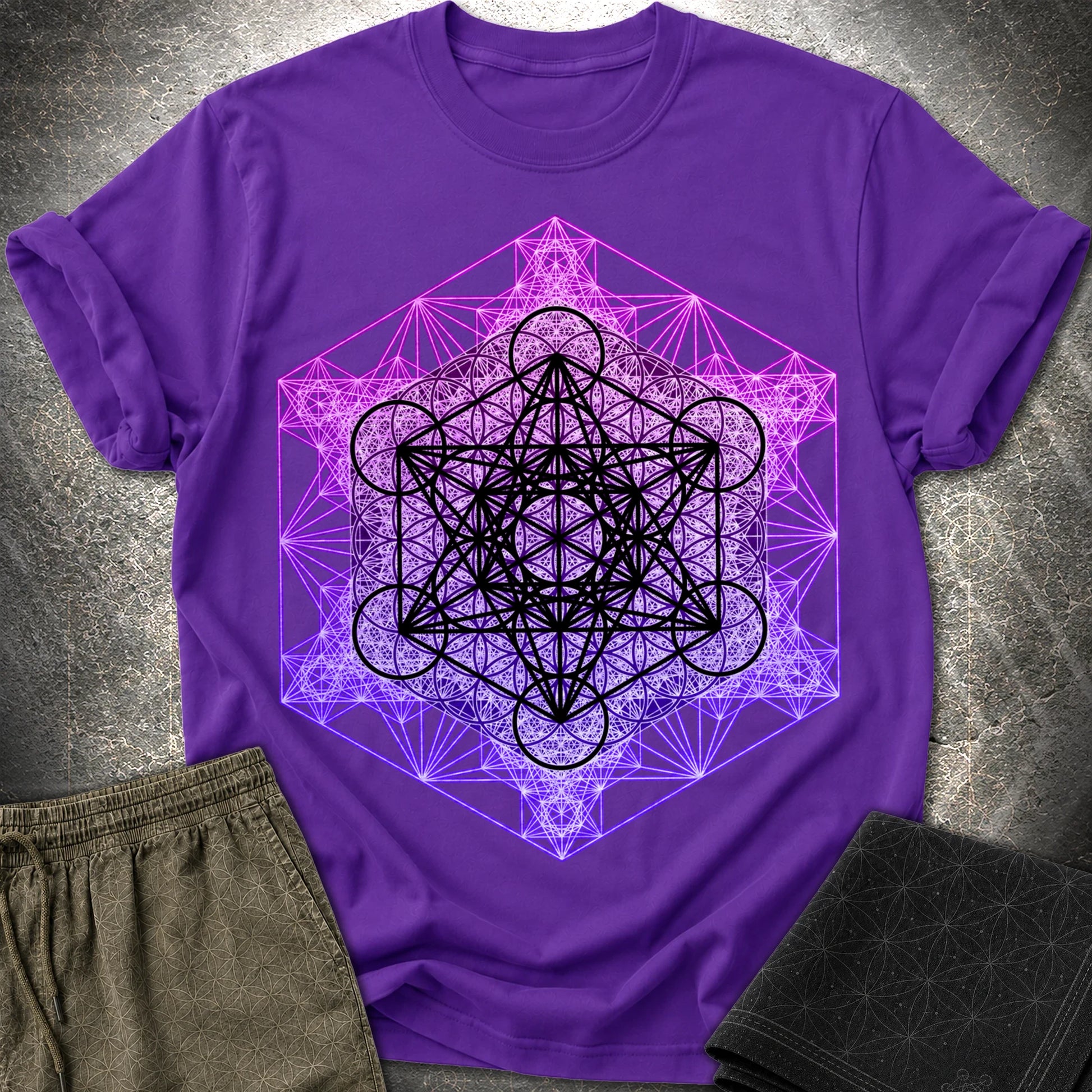Metatron's Tesseract T-Shirt - Metatron's Tesseract T-Shirt - Purple