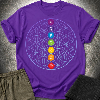 Chakras Flower Of Life T-Shirt - Chakras Flower Of Life T-Shirt - Purple