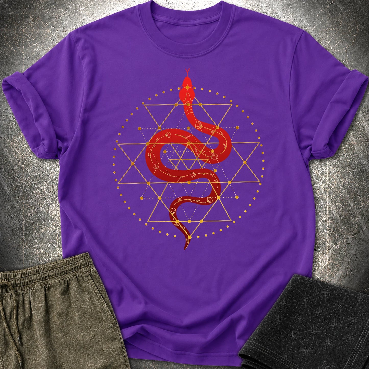 Sri Yantra Snake T-Shirt - Sri Yantra Snake T-Shirt - Purple