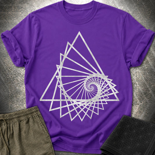 Spiralling Triangle Geometric T-Shirt - Spiralling Triangle Geometric T-Shirt - Purple