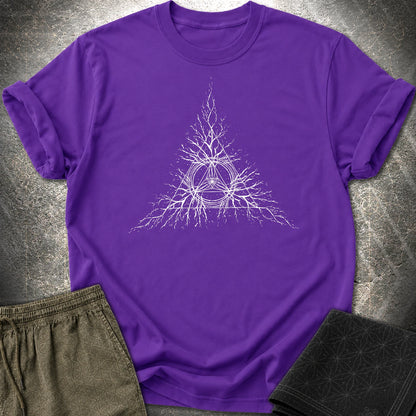 Sacred Geometry Roots T-Shirt, Spiritual Growth Shirt, Triangle Symbol Graphic Tee - Sacred Geometry Roots T-Shirt, Spiritual Growth Shirt, Triangle Symbol Graphic Tee - Purple