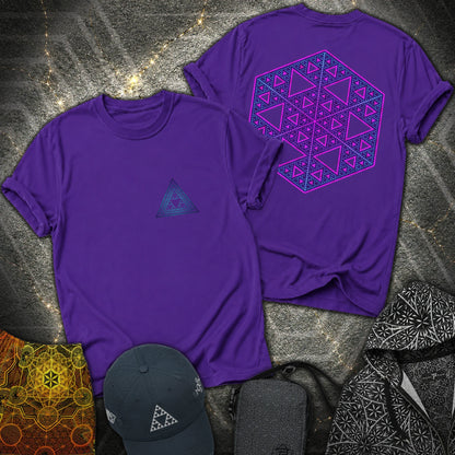 Sierpinski Star and Triangle 2 Sided T-Shirt - Sierpinski Star and Triangle 2 Sided T-Shirt - Purple