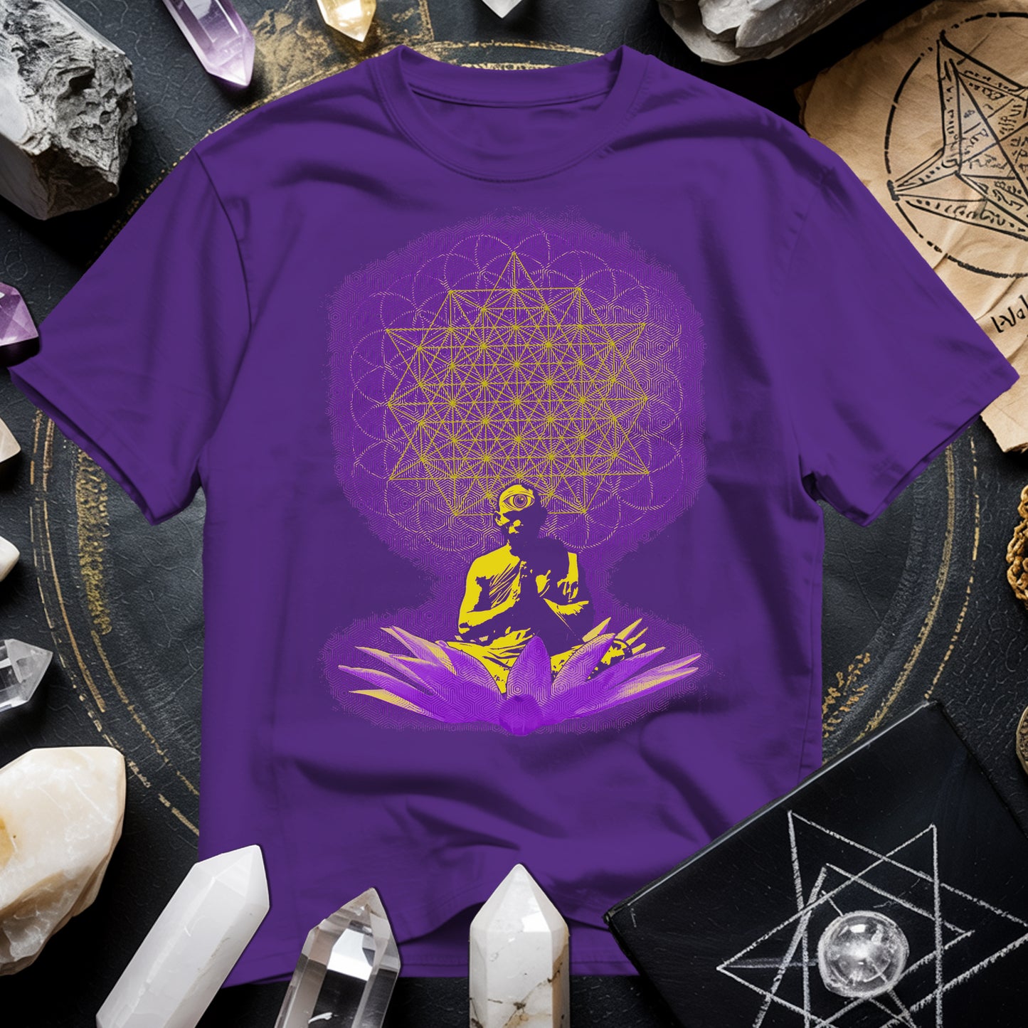 Meditating Monk Tetrahedron T-Shirt