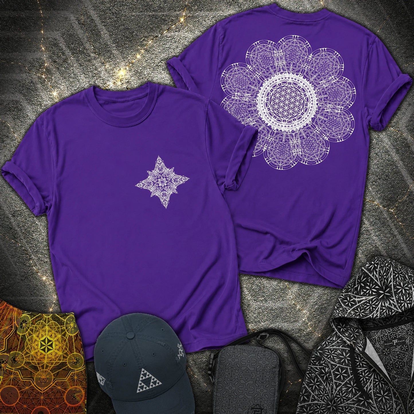 Geometric Flower 2 Sided T-Shirt - Geometric Flower 2 Sided T-Shirt - Purple