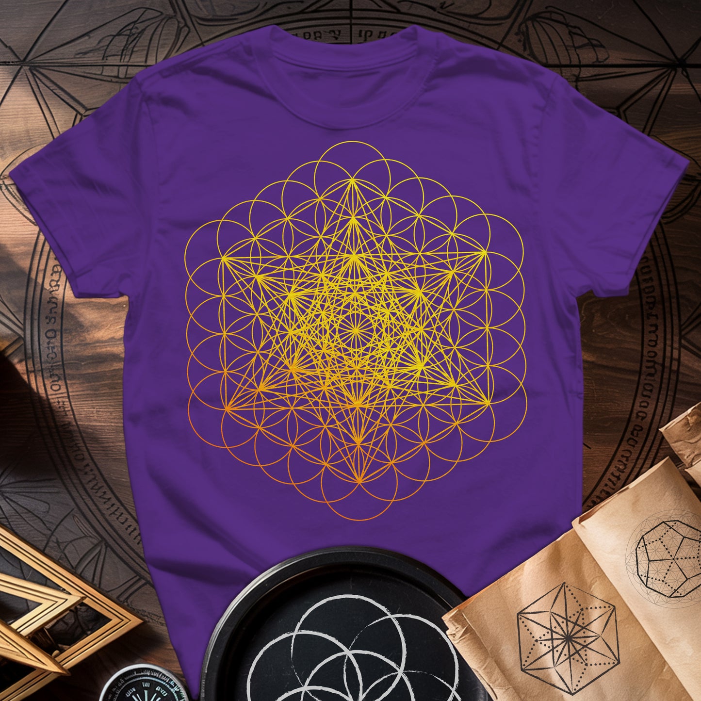 Metatron's Cube on Flower Of Life T-Shirt