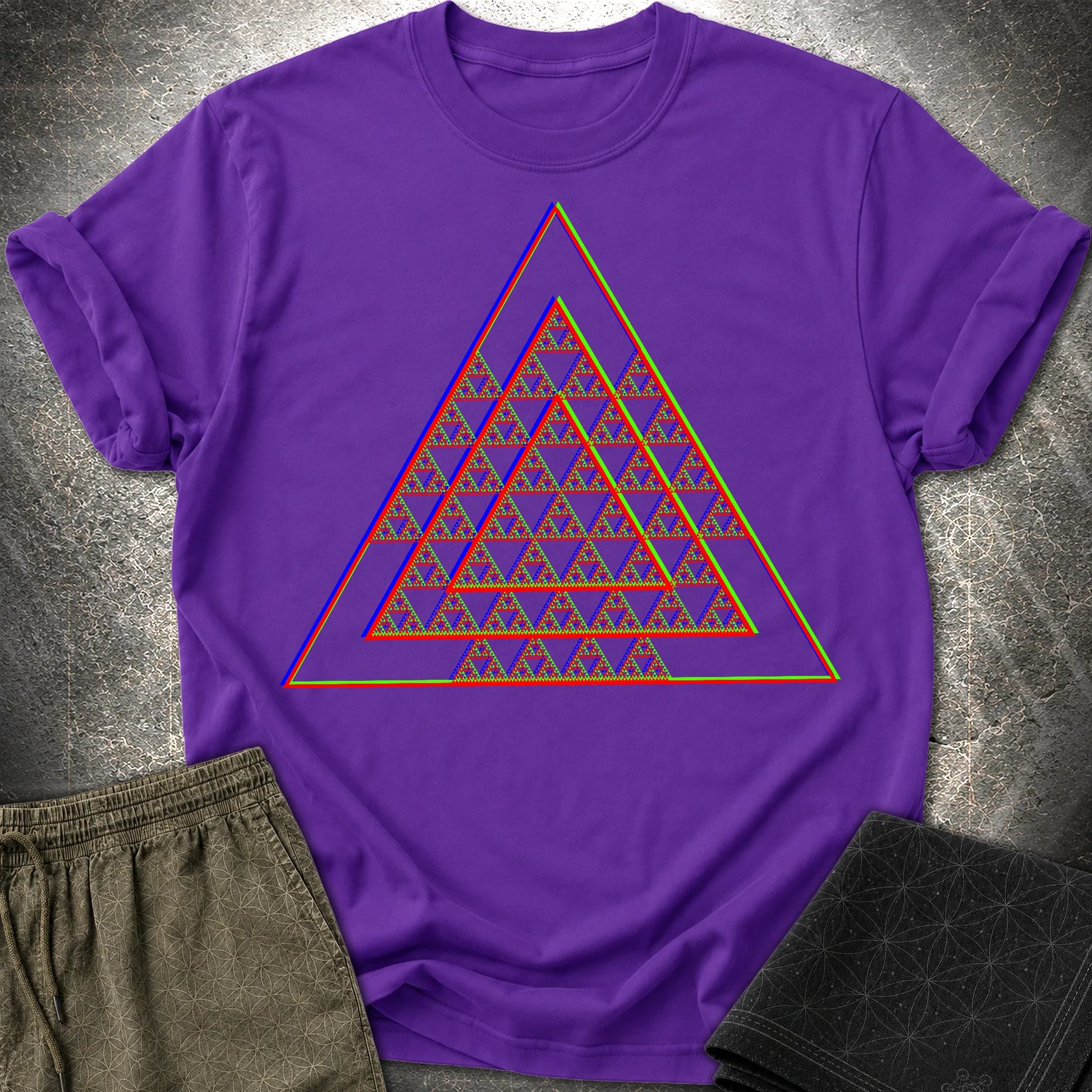 Sierpinski Glitch Triangle T-Shirt - Sierpinski Glitch Triangle T-Shirt - Purple