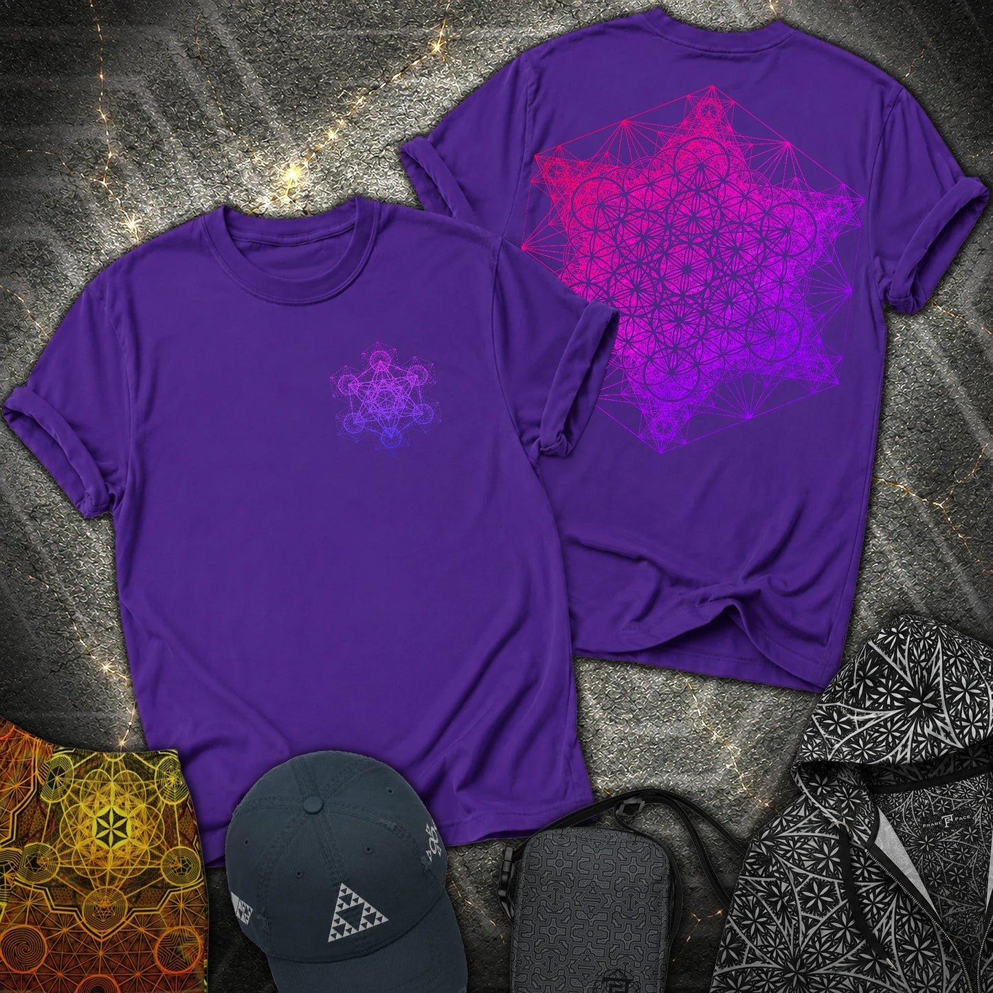 Metatron's Tesseract 2 Side 2 Sided T-Shirt - Metatron's Tesseract 2 Side 2 Sided T-Shirt - Purple