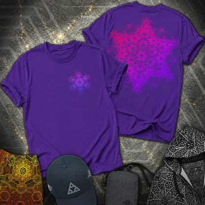Metatron's Tesseract 2 Side 2 Sided T-Shirt - Metatron's Tesseract 2 Side 2 Sided T-Shirt - Purple