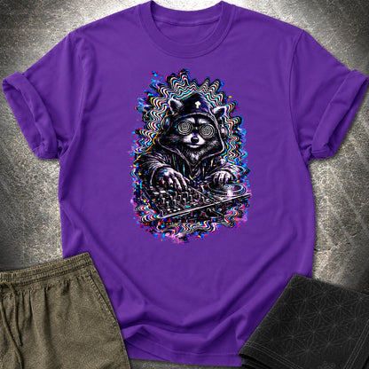 Psychedelic Raccoon DJ T-Shirt, Glitch Rave Animal Shirt, Trippy Festival Graphic Tee - Psychedelic Raccoon DJ T-Shirt, Glitch Rave Animal Shirt, Trippy Festival Graphic Tee - Purple