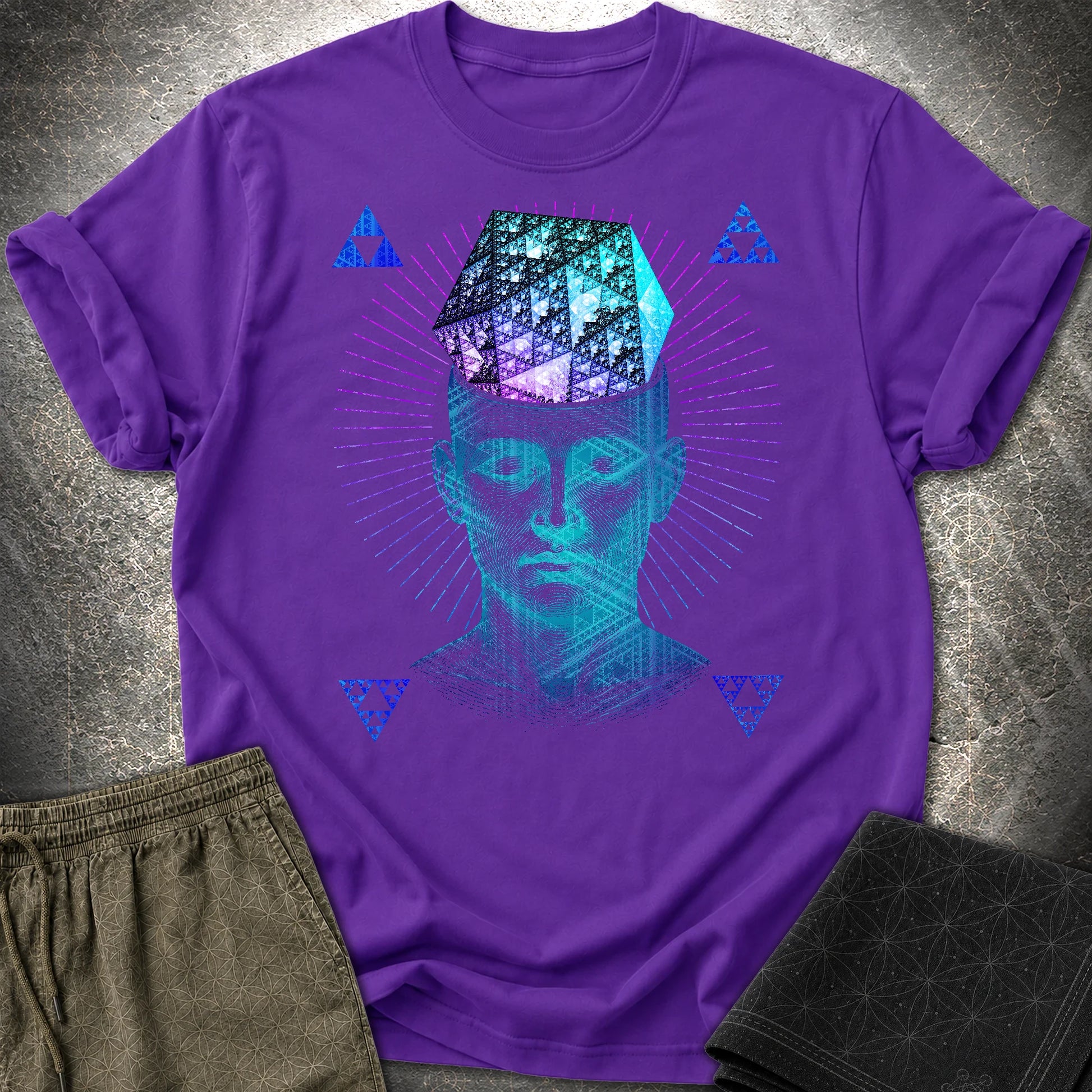 The Mathematitian Fractal Mind T-Shirt - The Mathematitian Fractal Mind T-Shirt - Purple