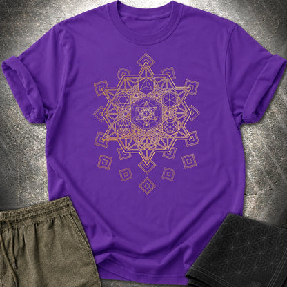 Metatron and Platonic Solids T-Shirt - Metatron and Platonic Solids T-Shirt - Purple
