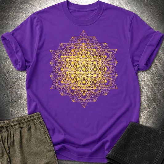 64 Tetrahedron Metatron Grid T-Shirt - 64 Tetrahedron Metatron Grid T-Shirt - Purple