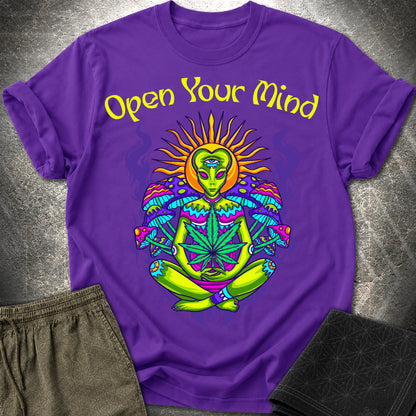 Open Your Mind Alien T-Shirt - Open Your Mind Alien T-Shirt - Purple